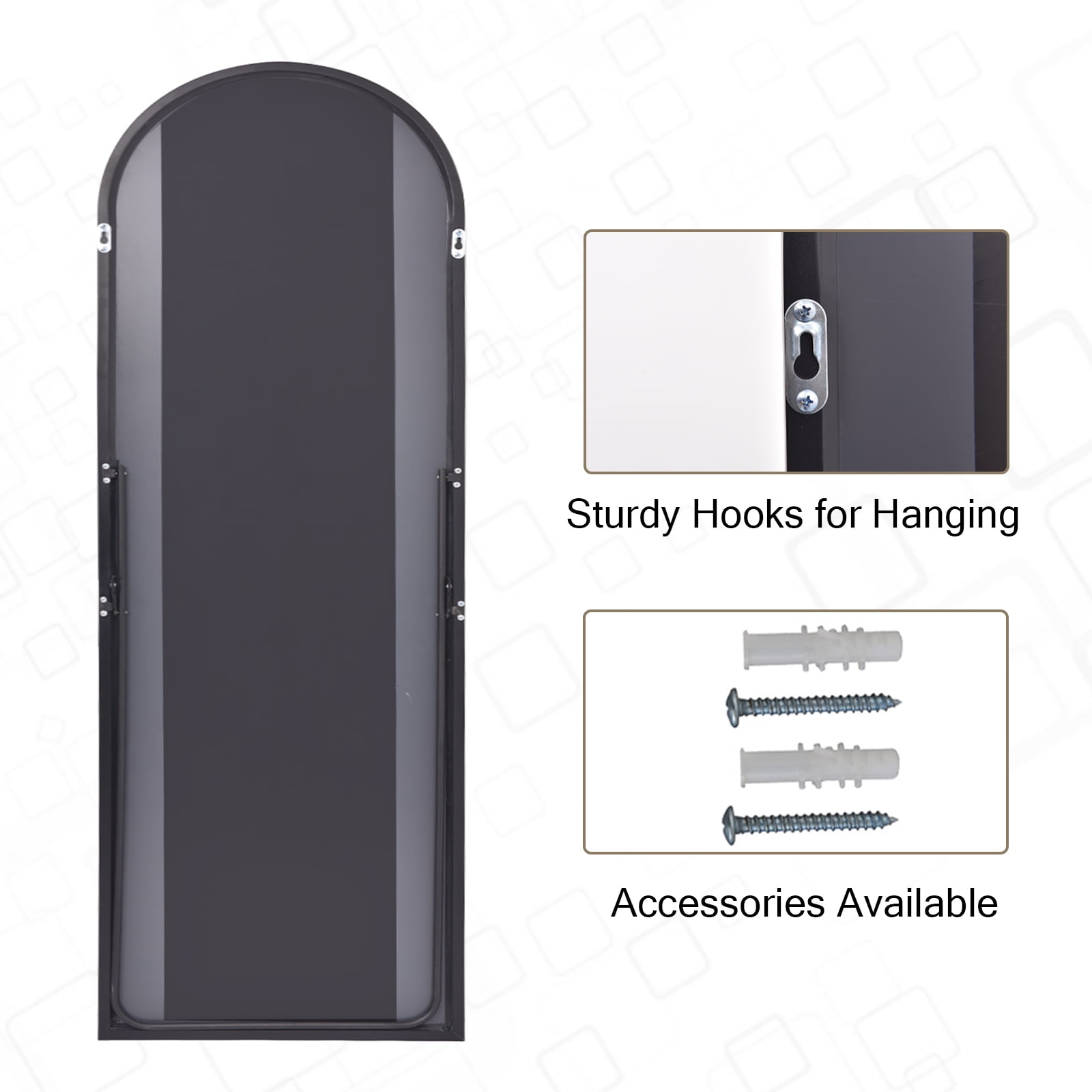 BEAUTYPEAK 76"x34" Oversized Arched Metal Framed Standing Mirrors, Black