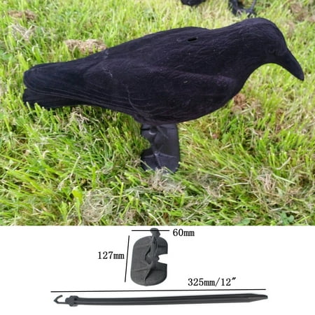 Flocked Crow Decoy Crow Hunting Decoy Full Body Whole  Raven Shooting Hunting + Feet + Stand Stake Gift Costume US