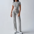 thumbnail image 4 of MSJUHEG 2 Piece Outfits 2025 Travel Outfits for Women Workout Sets for Women Summer Pants Sets Women 2 Piece Outfits Summer Outfits for Women Crop Tops Wide Leg Pant Sets Gray S, 4 of 9