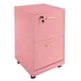 thumbnail image 2 of Lavish Home 2 Drawer File Cabinet - Rolling Filing Cabinet with Lock (Pink), 2 of 11