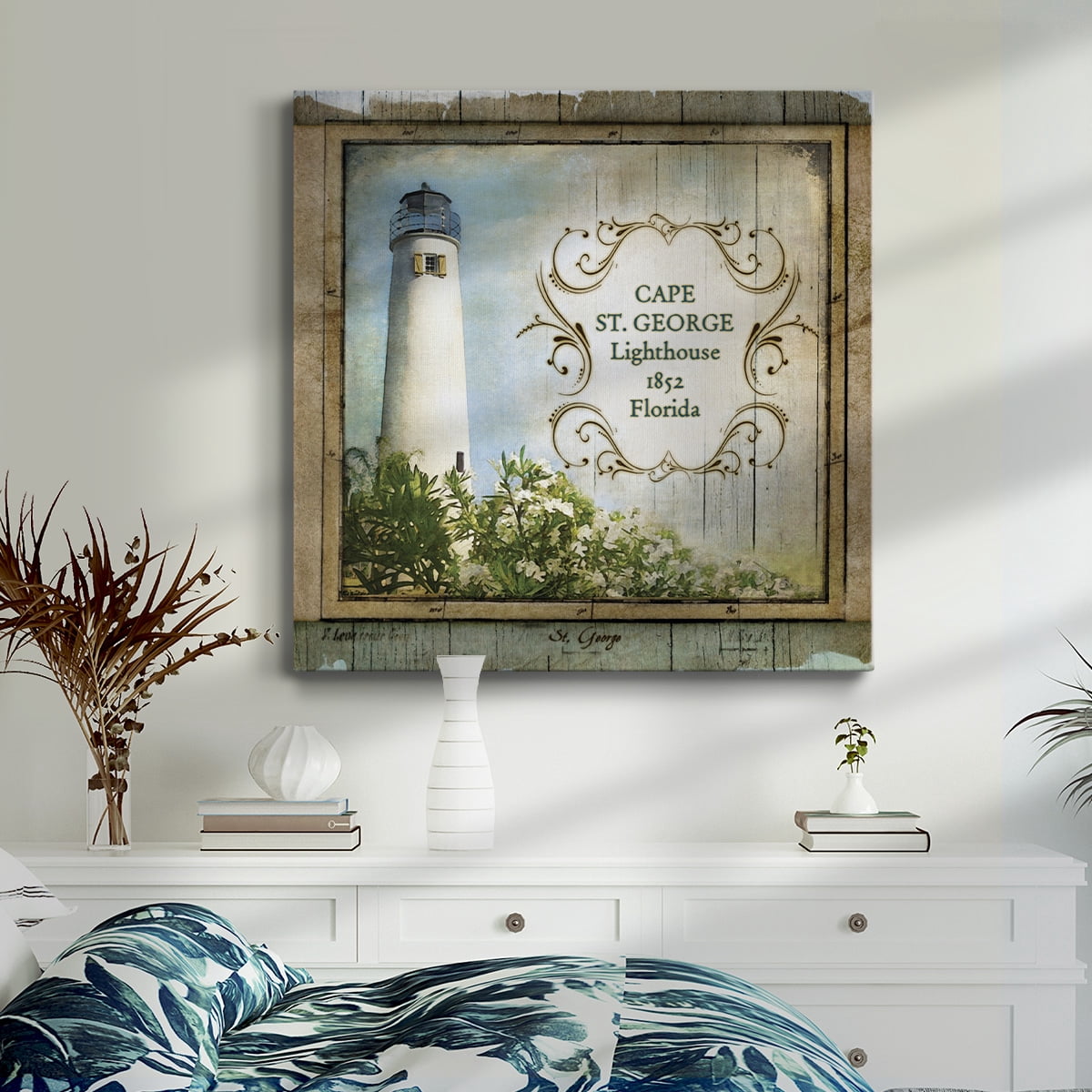 Wexford Home Florida Lighthouse X-Premium Gallery Wrapped Canvas, 10" x 10" - Ready to Hang