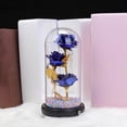 thumbnail image 4 of Enchanted Rose Flower In Glass foil roses Dome LED Light Valentine's Day Decor blue, 4 of 8