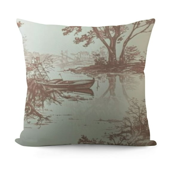 SHANXI Light Brown and White Toile Pillow Covers French Country Decor Vintage Cottage Outdoor Throw Pillow Covers Pillow Cases Linen Cushion Covers for Couch Decor 12x12in