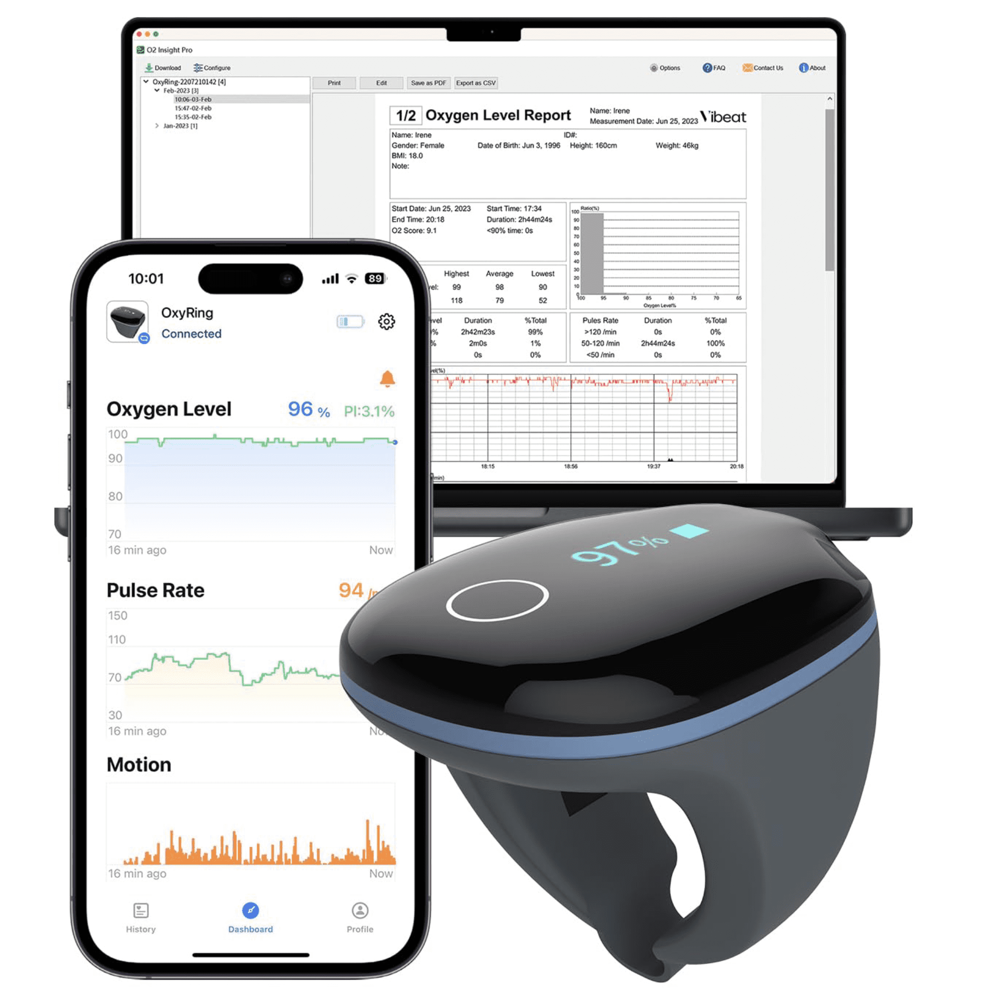 Open Box Wellue O2R Gym Use Pulse Oximeter, Bluetooth Oxygen Monitor for Monitoring Fitness Heart Rate & Fat Burn 99.99% New