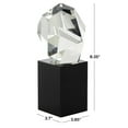 thumbnail image 3 of 4" x 8" Clear Glass Cut Stone Inspired Geometric Sculpture with Black Base, by DecMode, 3 of 9