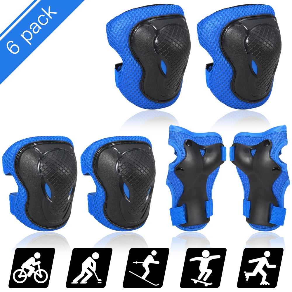 Elbow Wrist Knee Pads Sports Safety Protective Gear Guard for Kids Skating 6 Pcs 
