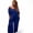 Navy, variant on Womens Plus Size Low Shoulder Wideleg Jumpsuit
