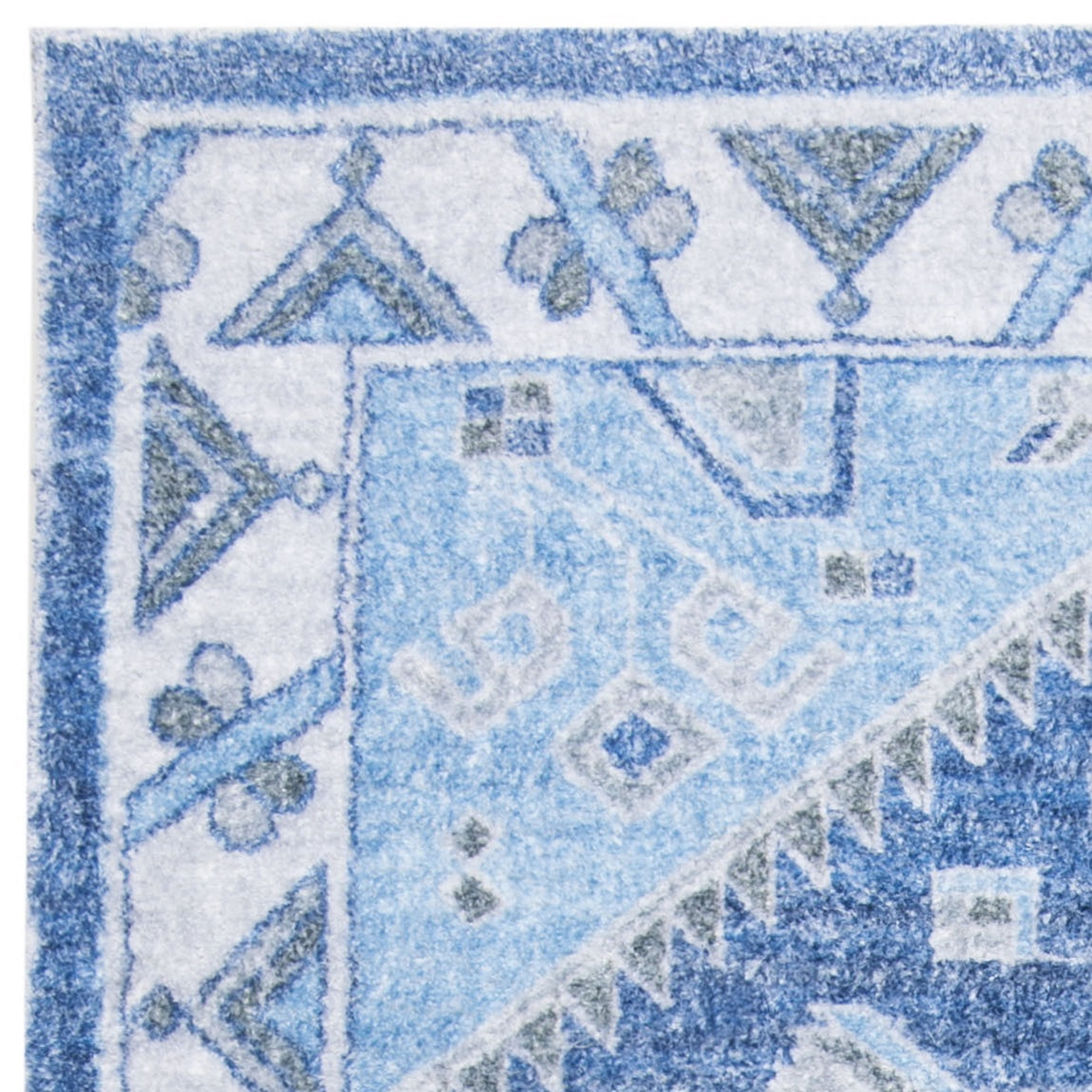 SAFAVIEH Saffron Magdalena Bordered Oriental Area Rug, Blue/Ivory, 5' x 8'