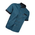 thumbnail image 4 of relayinert Chef Jacket Uniform Short Sleeve Hotel Kitchen Apparel Cook Coat L Blue, 4 of 5