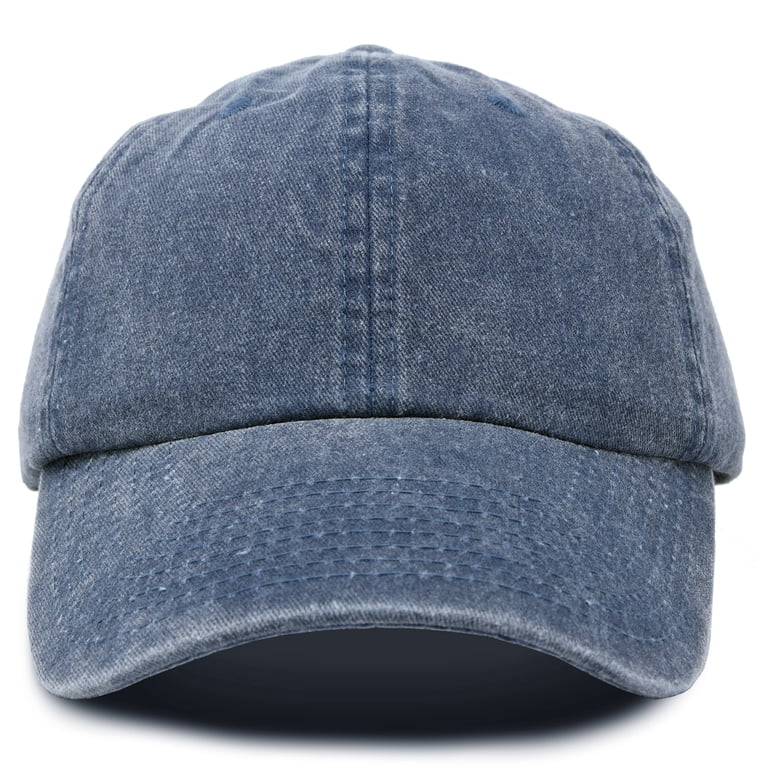 104 BC Pigment-Dyed Baseball Cap | Blue Jean Washed Cotton Canvas Low Profile Cap With Brass Buckle