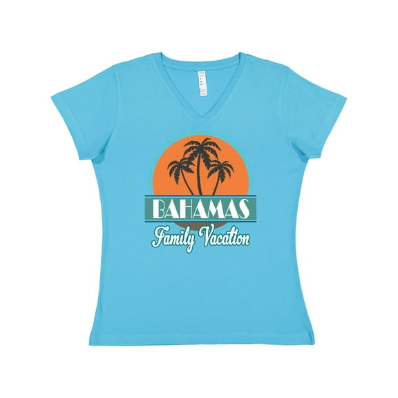 Inktastic Bahamas Family Vacation Matching Women's V-Neck T-Shirt