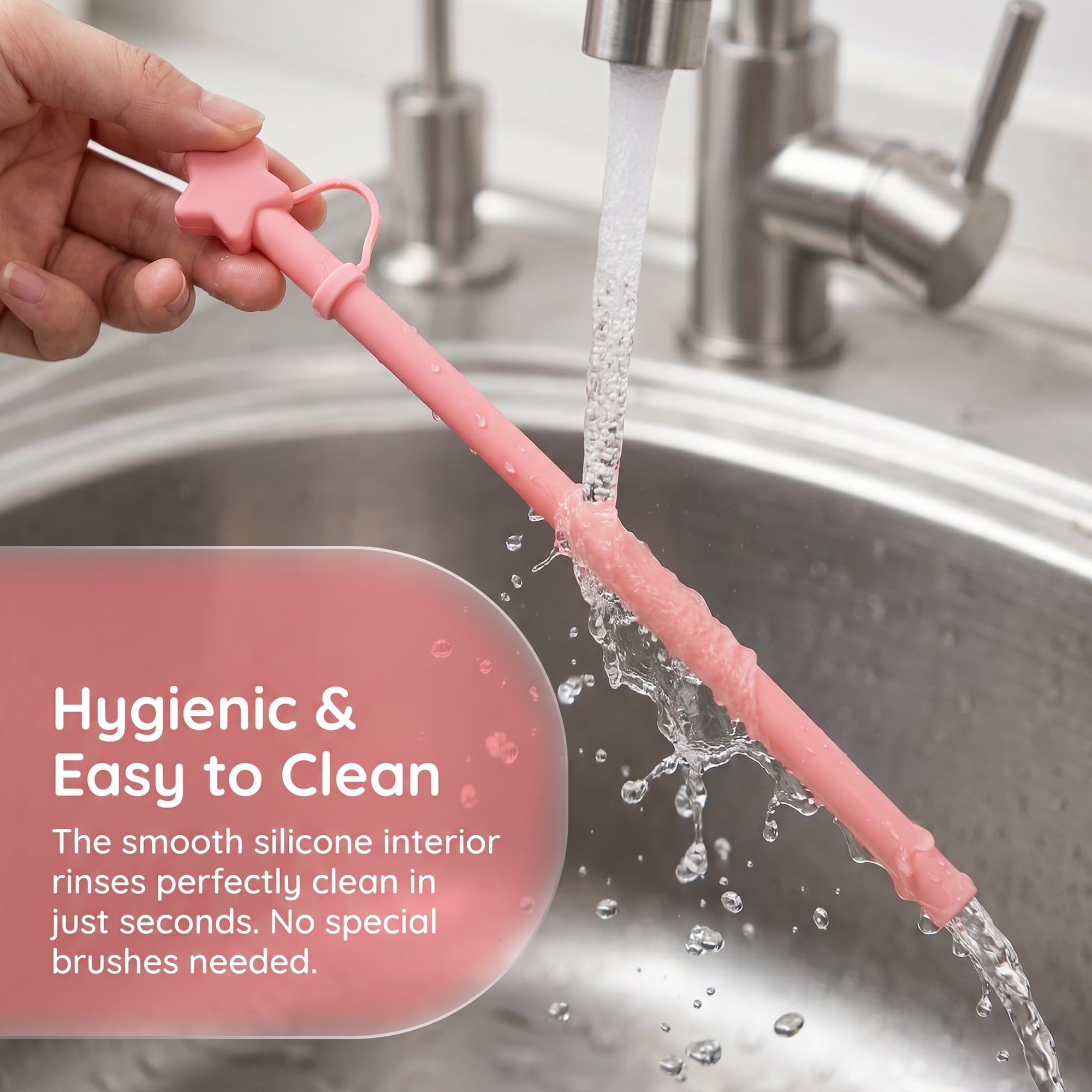 Unique Bargains 6Pcs Reusable Silicone Straws Drinking Straws Pink