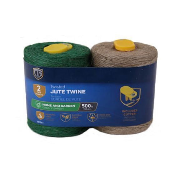 Tru-Guard 642081 2-Count Green & Brown 500' Rolls Of Jute Twine With Cutter - Quantity of 1