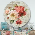 thumbnail image 3 of Designart « Fleurs Peintes Rouges sur Carte Postale Vintage III » Art Mural Rond en Métal Style Ferme, 3 of 3