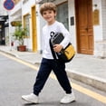 thumbnail image 2 of CONROSES Boys Baggy School Sweatpants Straight Leg Sweat Pant for Child Solid Elastic Waist Cozy Jogger Trousers with Pockets, 2 of 4