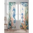 thumbnail image 2 of Sheer Curtains 84 Inches Long 2 Panels Set for Living Room, Seahorse Coastal Semi Sheer Curtains for Windows, Summer Nautical Starfish Coral Beige Voile Window Treatments Rod Pocket Curtain, 2 of 7