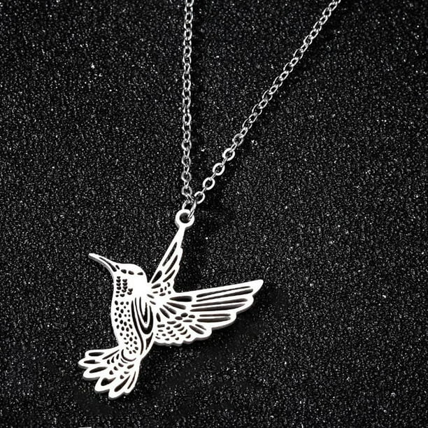 Cadena para clavícula con colgante de colibrí de acero inoxidable para mujer, collar corto con pájaro y golondrina