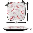 thumbnail image 4 of Modern Chair Seating Cushion Set of 6, Shoes Heels Pattern with Orchid Flowers Petals and Hearts Design Image, Seat Pads for Office with Anti-slip Backing, 16"x16", Red White, by Ambesonne, 4 of 7