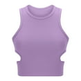 thumbnail image 7 of Womens Summer Halter Tops Cutout Sleeveless Crewneck Racerback Ribbed Knitted Crop Tank Top, 7 of 7