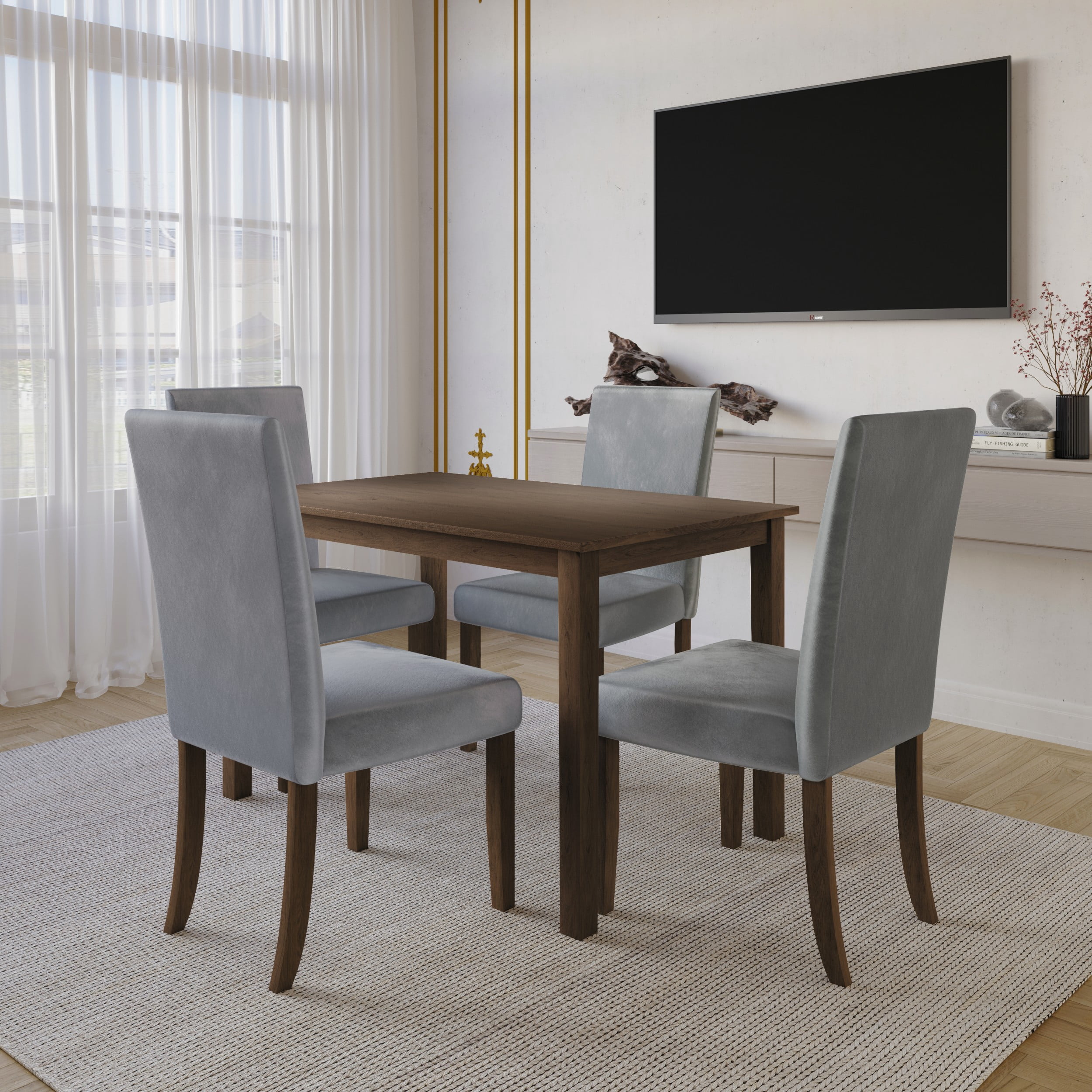 Home Design Darien Dining Chair (Set of 4), Brown, Upholstered seat, Foam-padded back, Comfortable seating, Sturdy frame, Elegant design, Timeless style, Durable construction
