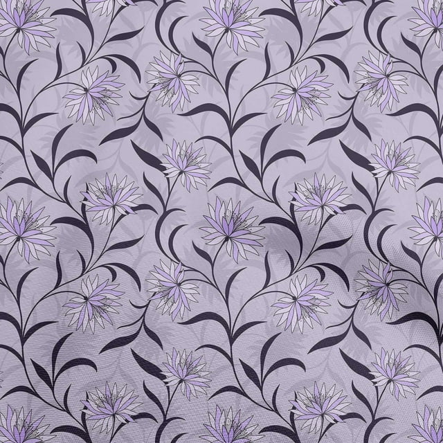oneOone Tissu Popeline de Coton Violet Pastel Floral Rétro Matériel de Robe Tissu Imprimé au Mètre 42 Pouces de Large