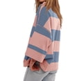 thumbnail image 4 of Womens Oversized Striped Shirt Half Zip Long Sleeve Sweatshirt V Neck Color Block Tops 2026 Spring Casual Tees Dressy Lightweight Comfy Outfits Going Out Tops Ladies Fashion Trendy, 4 of 6