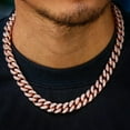 thumbnail image 4 of Leander Hip Hop 12mm 10mm Real White Gold/18K Gold/Rose Gold Plated Iced Out Miami Cuban Link Chain Necklace or Bracelet Diamond CZ Choker for Men Women, 4 of 6