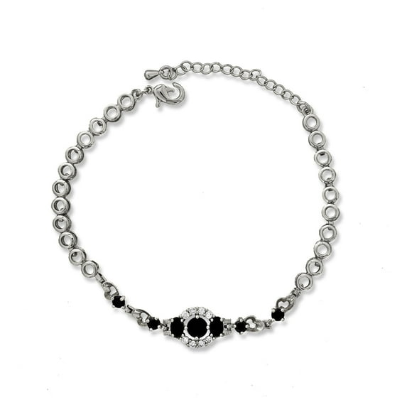 Kaash Customs Silver Plated Round Shape Adjustable CZ Anklet Bracelet Best Summer Jewelry for Women and Girls Perfect Gift for Her