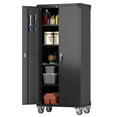 thumbnail image 3 of Garvee Rolling Cabinet Storage, 71.7" Locking Metal Cabinet with Adjustable Shelves and Door Pegboard for Garage, Workshop, Home Office, Black, 3 of 7