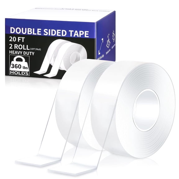 Double Sided Tape Heavy Duty 2 Rolls 3M 120" x 1.18" Removable Nano Tape for Poster Carpet Picture Hanging Strip Rug Wall - Strong Adhesive Multipurpose Mounting Drafting Clear Tape- 20 Feet