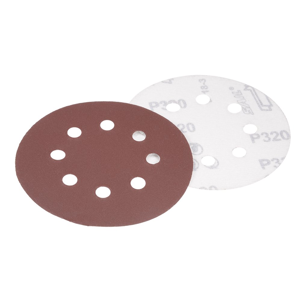 10Pcs 5 Inch 8 Hole Hook and Loop Sanding Disc 320 Grit Flocking