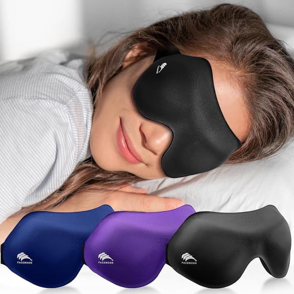 FACEMOON 3D Light Blocking Sleep Mask – 3 Pack, Deep Contoured Zero Pressure | Lash Extension Safe for Night Comfort