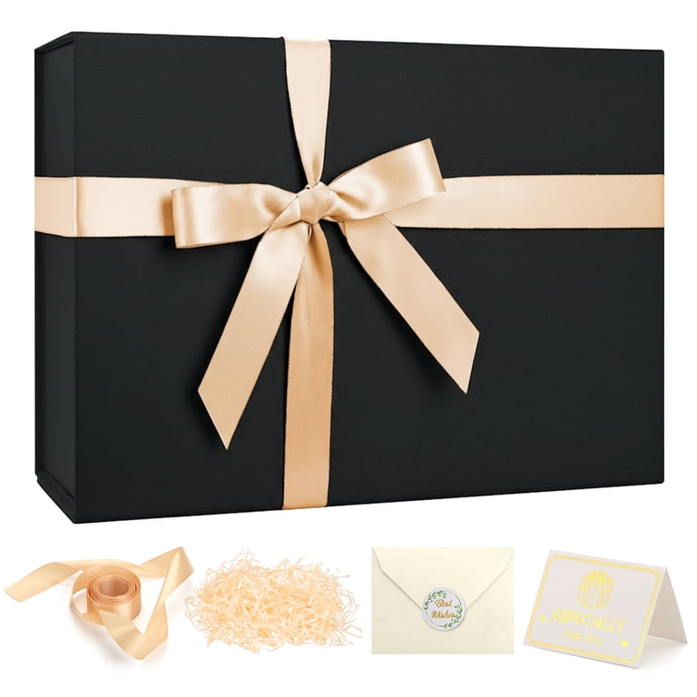 Ayieyill Black Gift Boxes with Magnetic Closure and Ribbon, 5 Pack photo 1