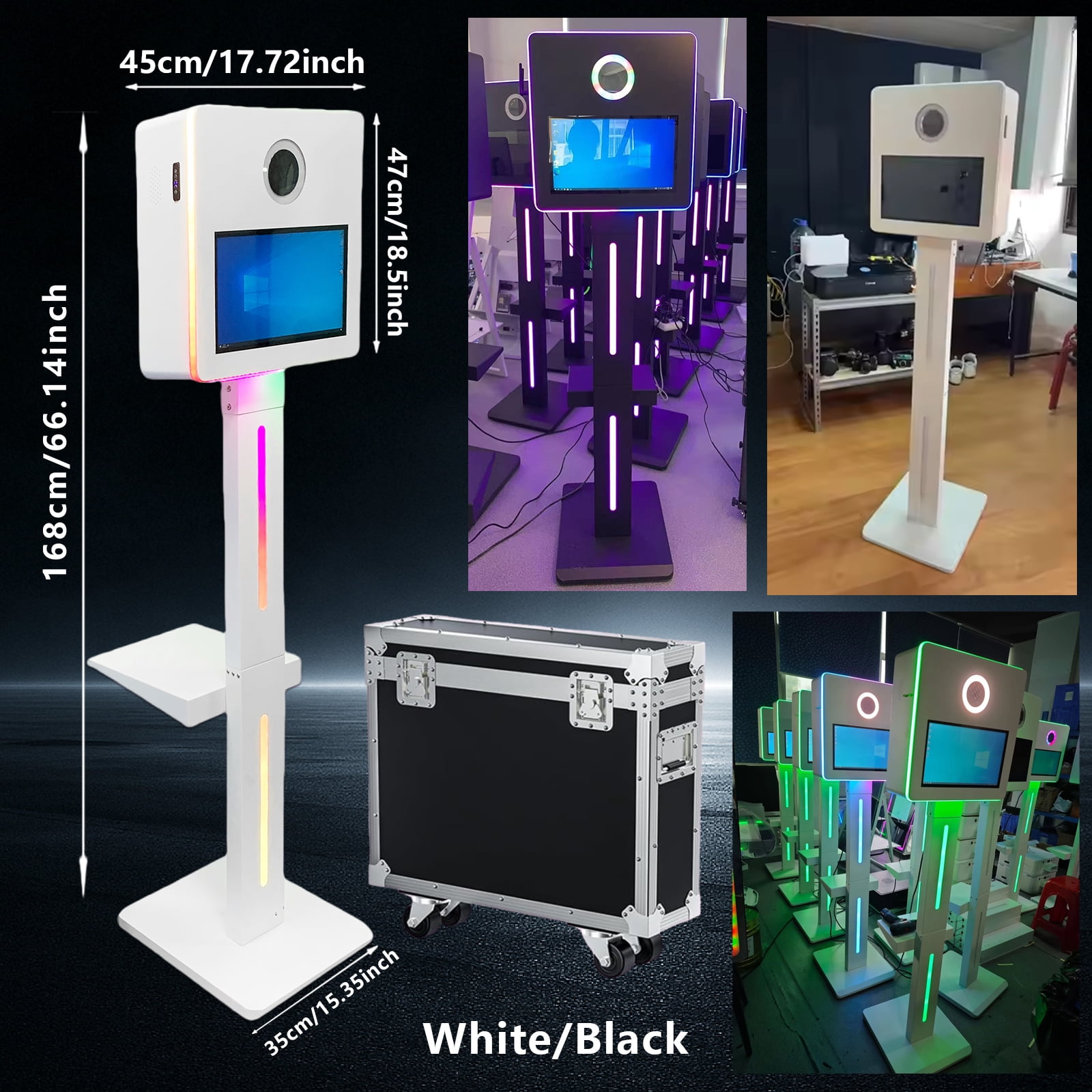 WideMeet 15.6inch Touch Screen Selfie Photobooth Machine with RGB Light for Wedding Event Party