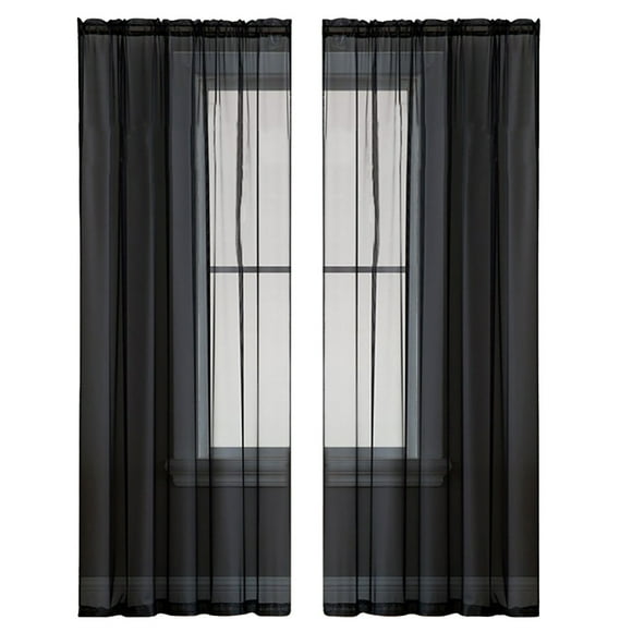 TopLLC Christmas Tree Ornaments, Black Sheer Curtains 78.7 Inches Long 2 Panel Sets Solid Color Lightweight Voile With Light Filter For Sliding Door Living Room Bedroom curtain curtain