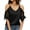 Black, variant on ZHENWEI Womens Summer V Neck Cold Shoulder Tops T Shirts Cut Out Lace Short Sleeve Solid Color Blouses Shirt