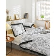 thumbnail image 5 of Move Over Plants Bedding Sets Queen White Black Floral Duvet Cover Black Ruffle Flowers Pattern Microfiber No Filling, 5 of 11