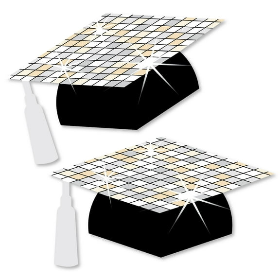 Big Dot of Happiness Disco Grad - Grad Cap Decorations DIY Groovy Graduation Large Party Essentials - Set of 20