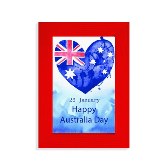Australia Happy Day Heart Shape Flag Picture Display Art Red Photo Frame