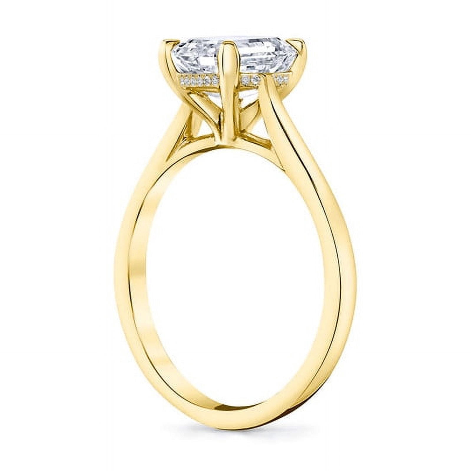 Cora Jewellery Simple 2.75CT Oval Moissanite Hidden Halo Engagement Ring for Women, 10K Yellow Gold, 5 US