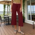 thumbnail image 3 of Summer Loose Capris New High Waist Capris for Women Lightweight Linen Casual Cropped Pants Loose Straight Leg Capris Pants with Pocket, 3 of 5