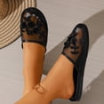 thumbnail image 5 of PMVFHDE Embroidered Mesh Slippers Women Boxy Mule Flat On Shoes Indoor Comfort Breathable Casual Sandals Black - 5.5, 5 of 8