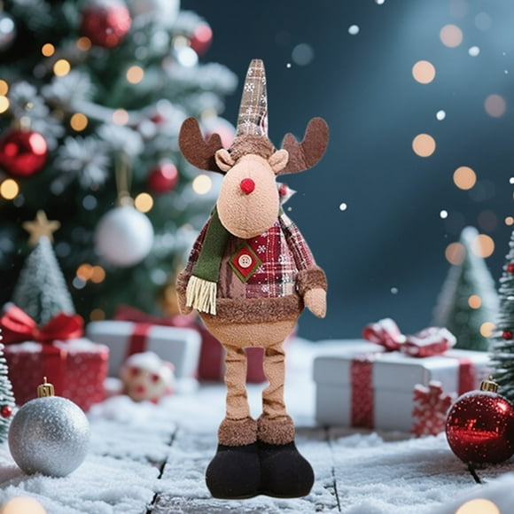 Standing Snowman Santa Deer Doll Santa Snowman Floor Fireplace Indoor Home