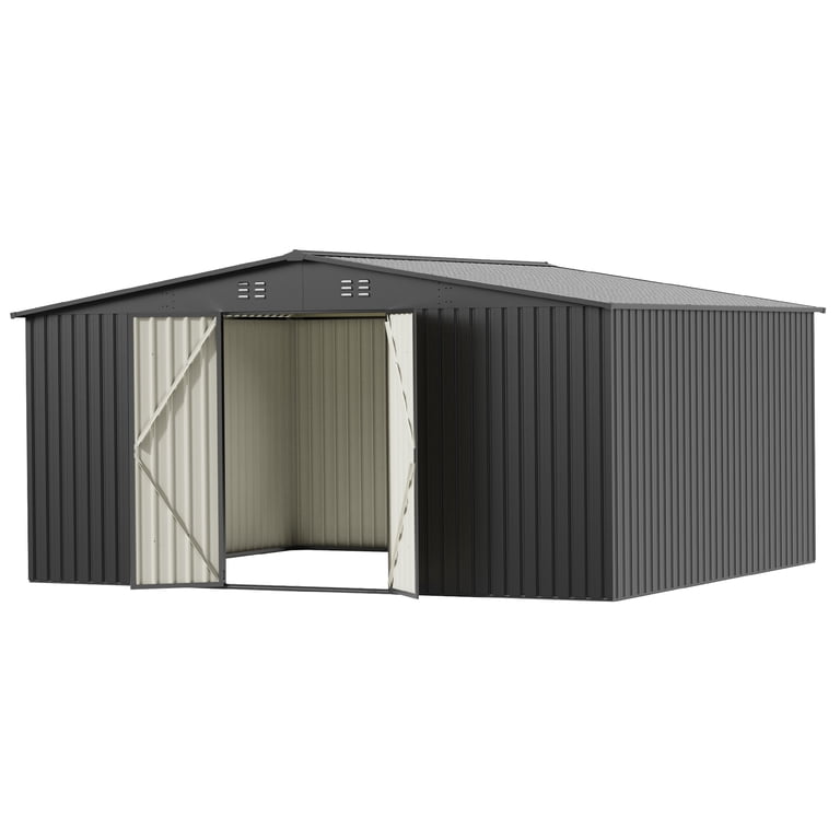 EASYHAWK 14' x 12' Steel Storage Shed with Lockable Doors
