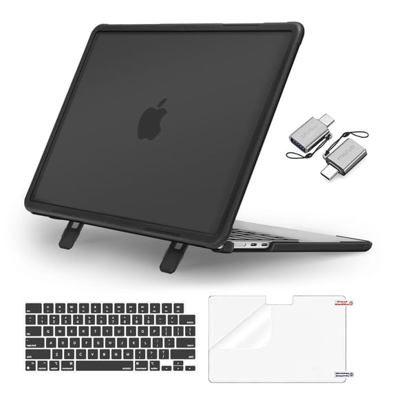 MOSISO Shock-Absorbing Hard Shell with Kickstand Compatible with MacBook Air 13 inch Case 2026-2022 M5 A3449 M4 A3240 M3 A3113 M2 A2681, 4 in 1 Kit A