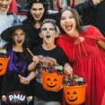 thumbnail image 6 of PMU Halloween Jack-O-Lantern Trick or Treat Pail Bucket - Candy Gift Basket for Kids - Pumpkin Plastic Buckets with Handle - Perfect Halloween Décor - 9 Inch Orange Pkg/3, 6 of 8
