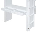 thumbnail image 5 of Kumix Loft Bed Twin Size with Desk, Wood Loft Bed with Shelves, Drawers and LED Light for Teens Adults, Heavy Duty Loft Bed Frame with Safety Guardrail and Ladder, Noise-Free, White, 5 of 7