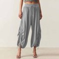 thumbnail image 2 of ABATAB Womens Wide Leg Pants Casual Loose Fit Drawstring Summer Lantern Trousers Beach Travel Vacation Harem Pants with Pockets, 2 of 7