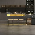 thumbnail image 6 of 4 Piece Bar Table Set with Power Outlet and LED Light, Counter Height Table with 3 Stools,Industrial Style Console Table Set for Living Room, Dining Room, Game Room,Gray, 6 of 12