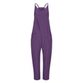 thumbnail image 4 of Cameland Plus Size Women Casual Jumpsuits Cold Shoulder Capris Pants Solid Suspender Straight Leg Pockets Rompers, 4 of 4